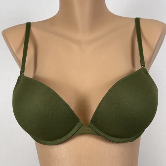 Pink Victoria's Secret Wear Everywhere Push Up Bra Size 32C Bombshell Camo Green - Picture 2 of 8